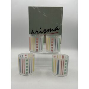 Vtg 70s NOS Prisma Japan 12 Oz DBL Old Fashioned drinking glasses‎ 4 Set - Japan